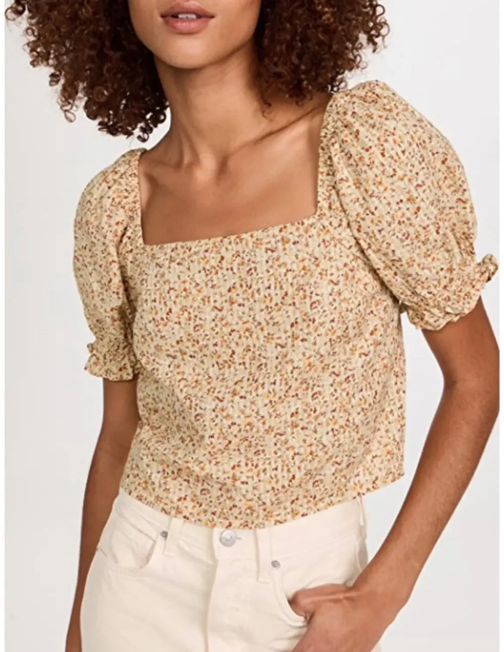 Madewell Hopewell Puff-Sleeve Crop Top in Cottage Garden size XL NWT